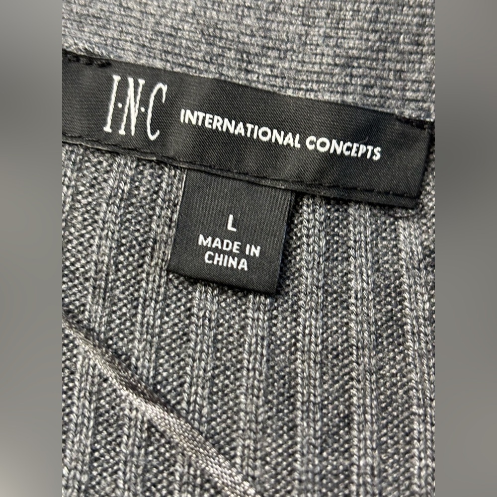 INC International Concepts Gray Ribbed Duster Cardigan Large - Picture 11 of 12
